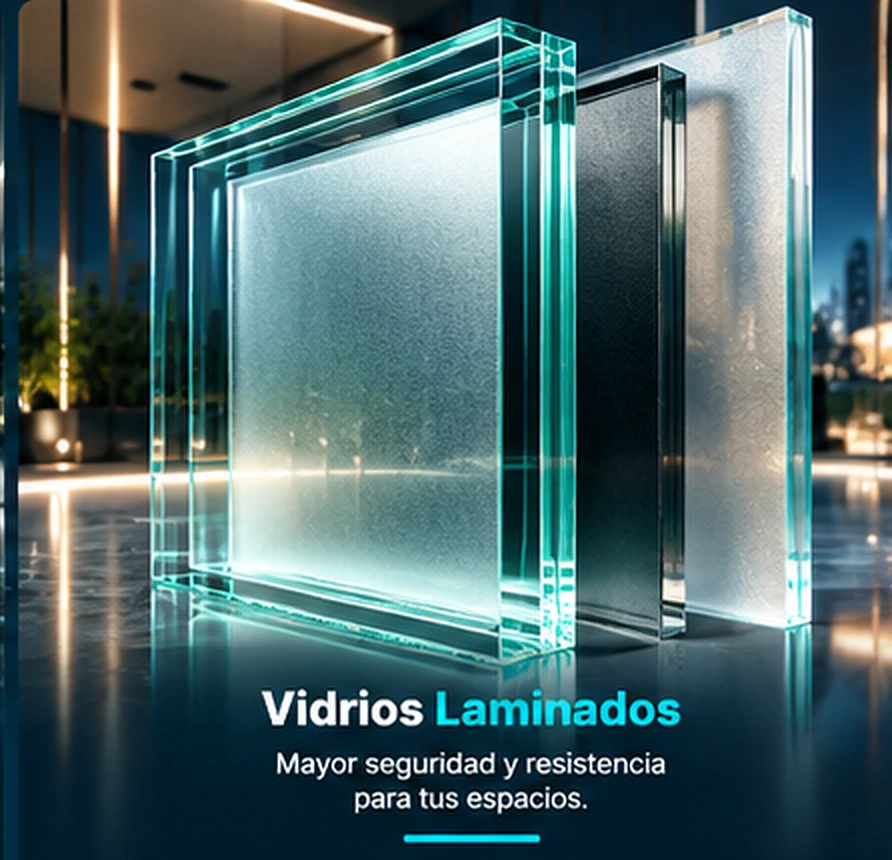 Vidrios Laminados. Fotografía ilustrativa con título y descripción integrados.