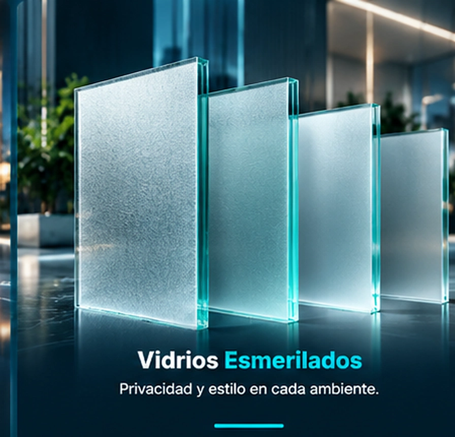 Vidrios Esmerilados. Fotografía ilustrativa con título y descripción integrados.